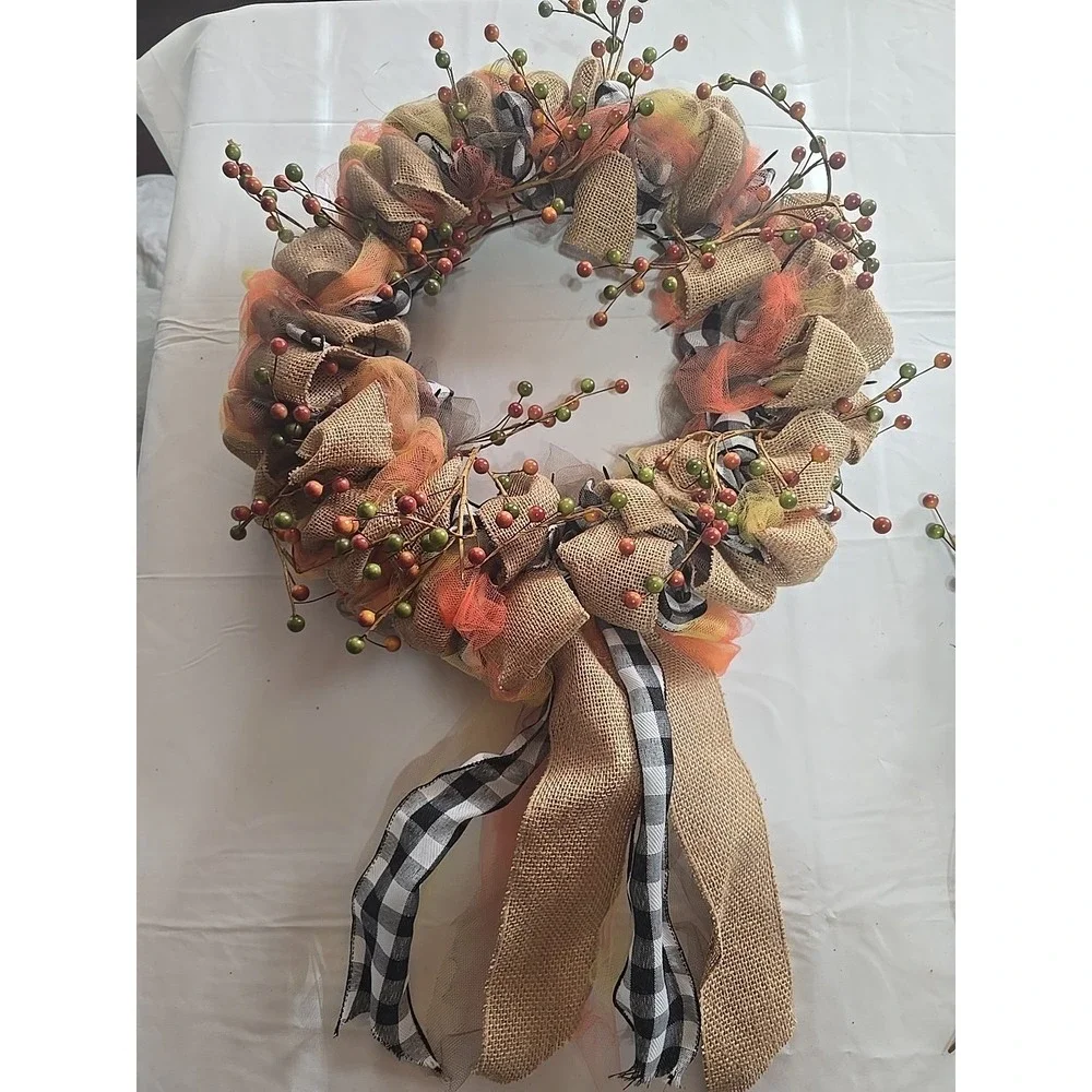 Artificial Fall Wreath Door Wall Autumn Harvesr Thanksgiving Decor 14‎ Picks